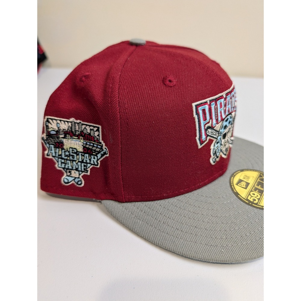 New Era Pittsburgh Pirates‎ Fitted Hat Size 8 Red Grey 59FIFTY All Star Patch - Picture 2 of 7